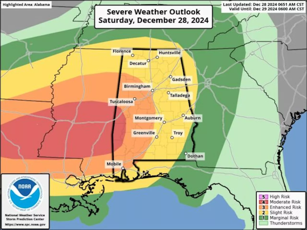 Severe Storms, Including Tornadoes, Threaten West Alabama