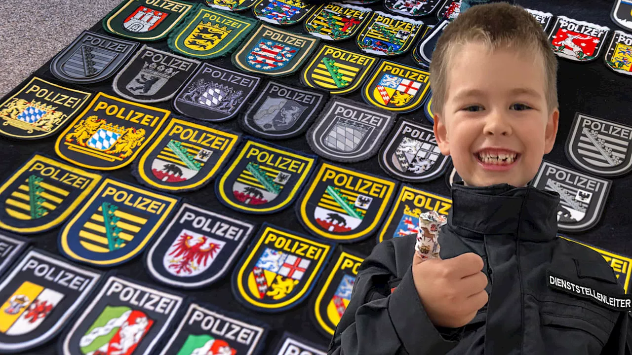 Leipzig: Polizei-Fan Ferdinand beschenkt Polizisten mit seinen Patches