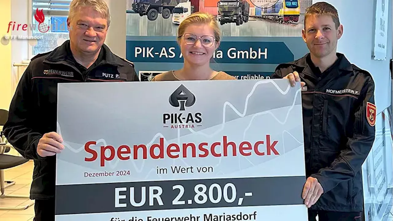 PIK-AS Austria GmbH unterstützt die Freiwillige Feuerwehr Mariasdorf