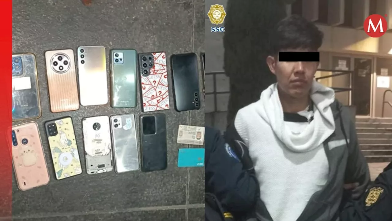 Detienen a carterista que operaba en la calle de Madero, CdMx; llevaba botín de 13 celulares