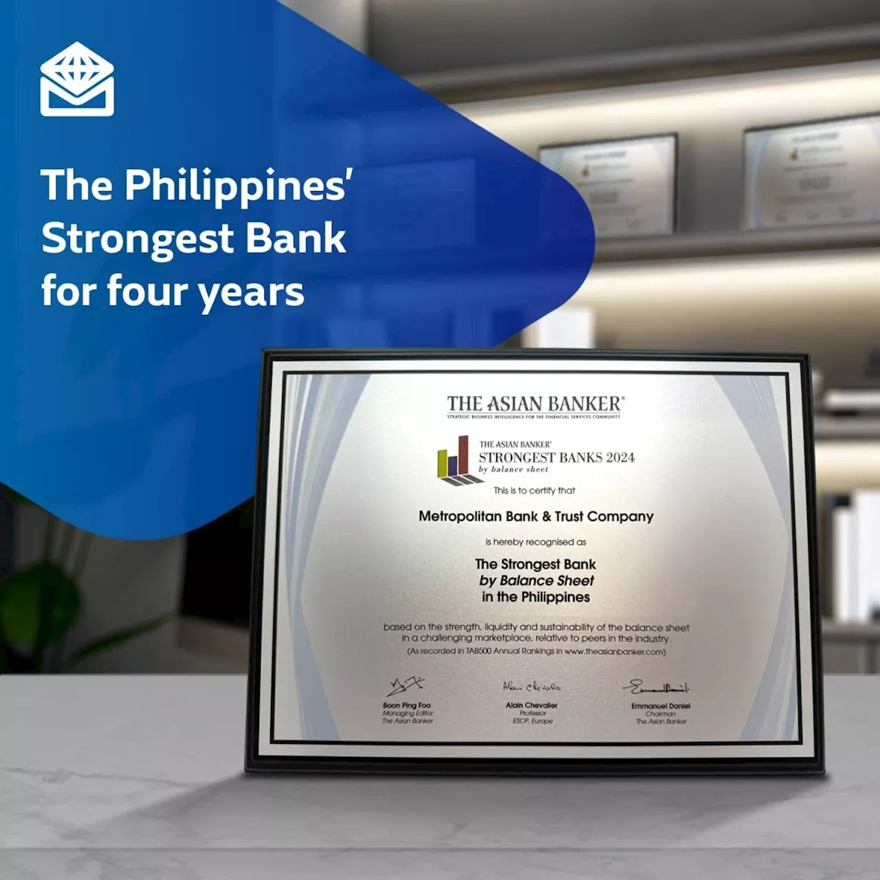 Metrobank Retains Title as Strongest Bank in the Philippines for Fourth Consecutive Year