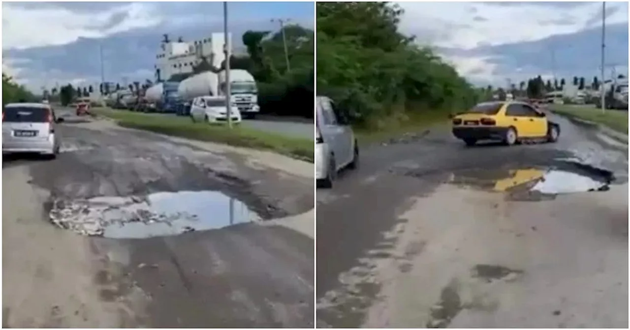 Massive Pothole on Sabah Road Sparks Outrage