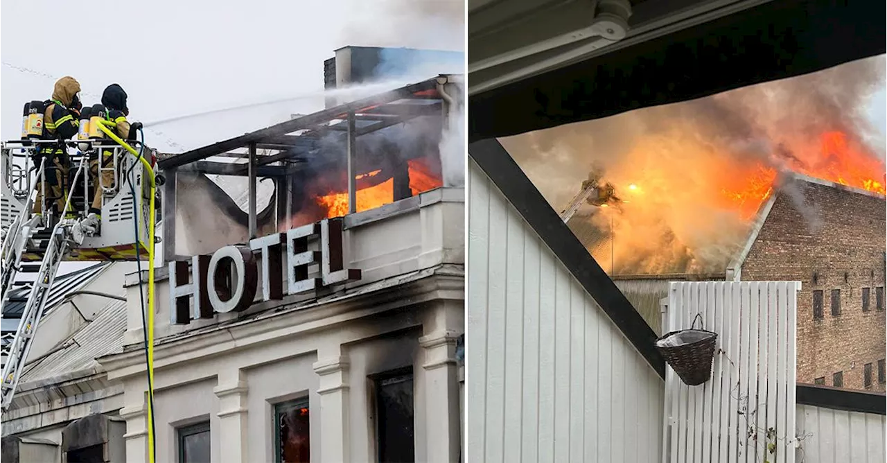 Charlie, 47, ser hotellbranden från sitt fönster: ”Luktar pest”