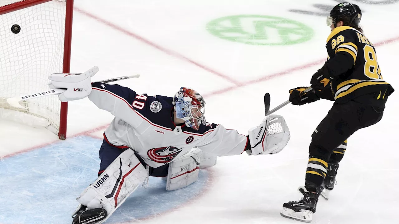 Jeremy Swayman stops 18 shots, David Pastrnak scores on breakaway as Bruins beat Columbus, 4-0