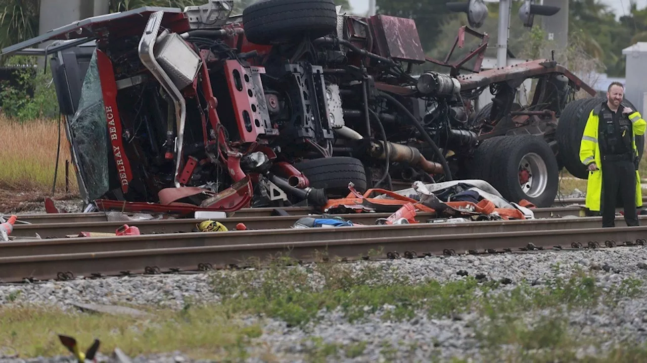 Fire Truck Collides with Train in Delray Beach, Injuring Firefighters and Passengers