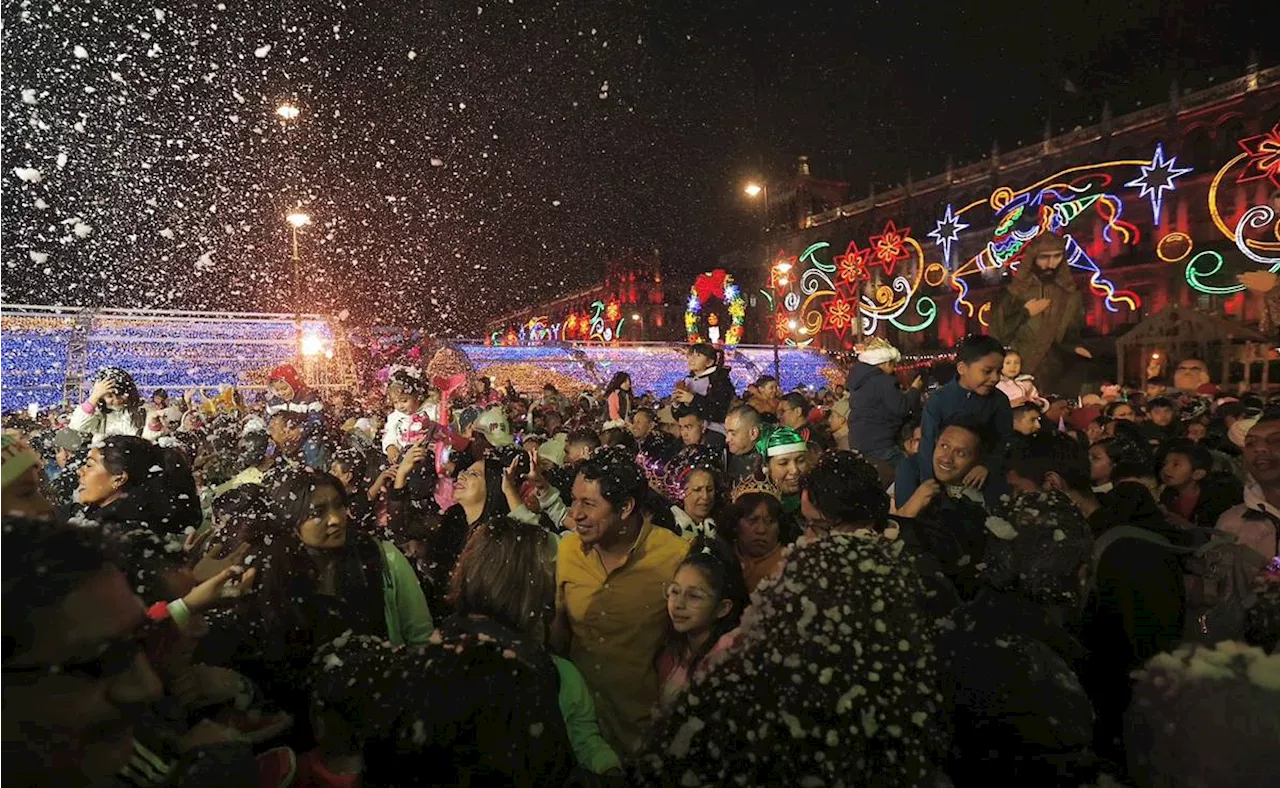 Verbena y árboles de Navidad en el Zócalo de la CDMX