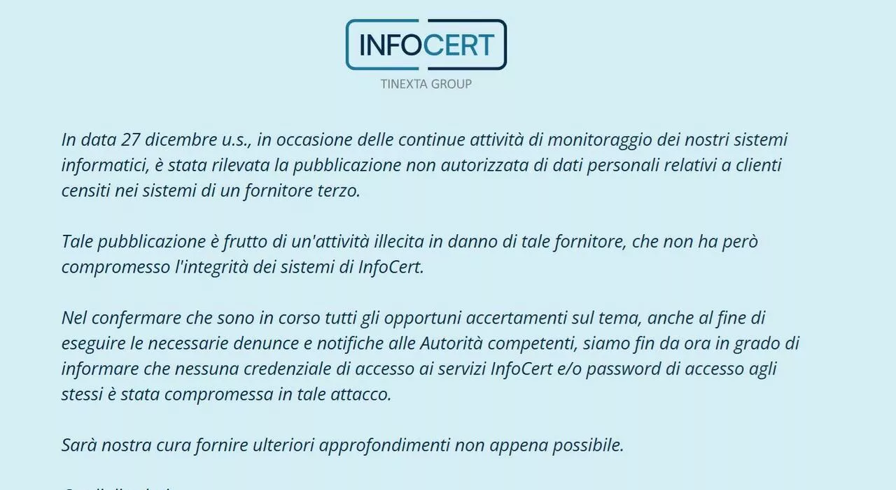 Furto di Dati Infocert: Hacker Chiedono Riscatto