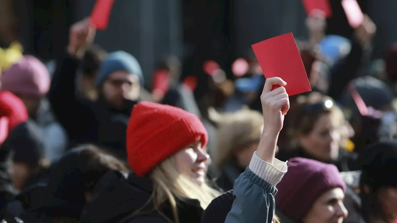 Protesters hold red cards as ex-Man City player sworn in as Georgian President