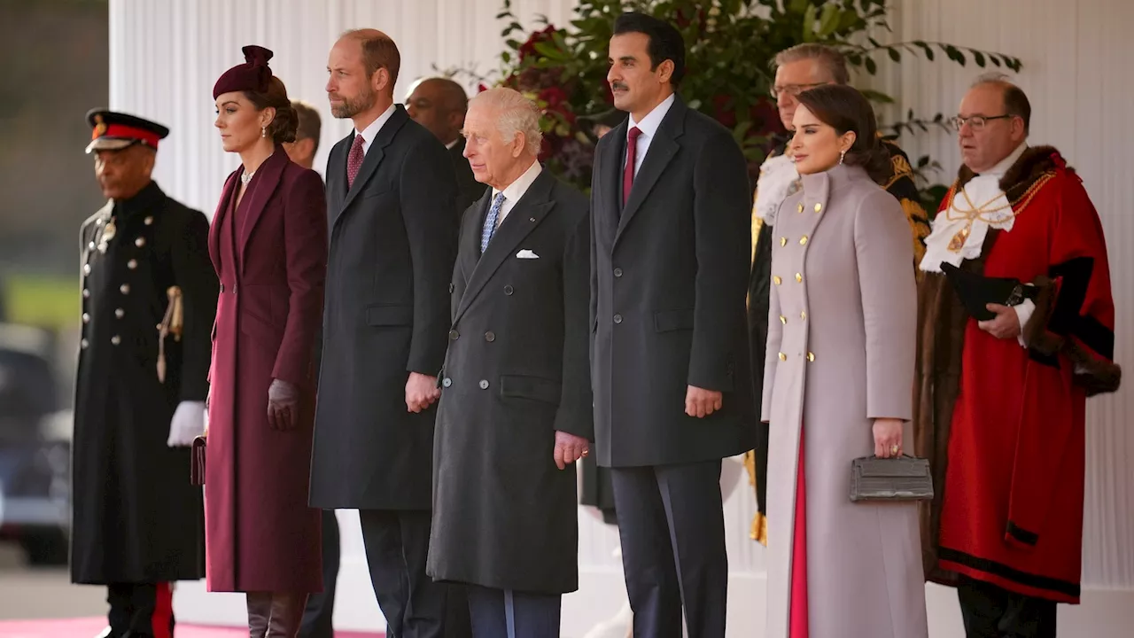 Kate Middleton joins Prince William at ceremonial welcome for Qatar state visit