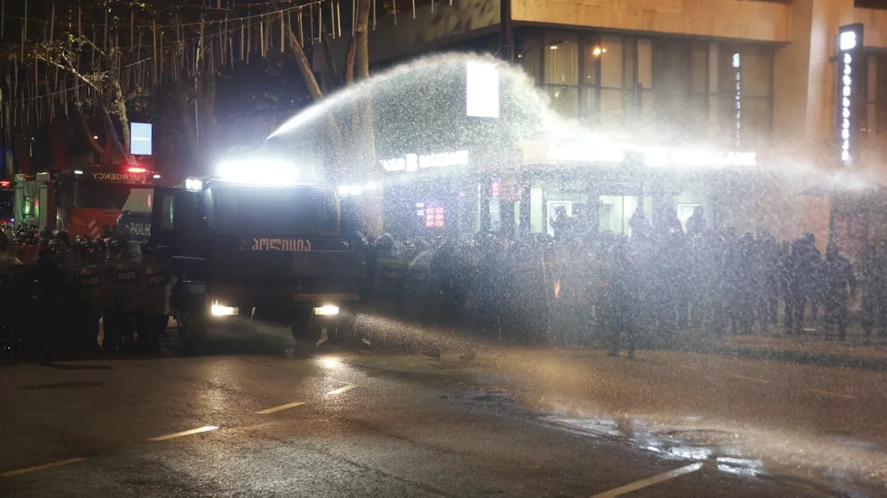 Demonstrators in Georgia again converge on parliament after the country's EU bid was suspended