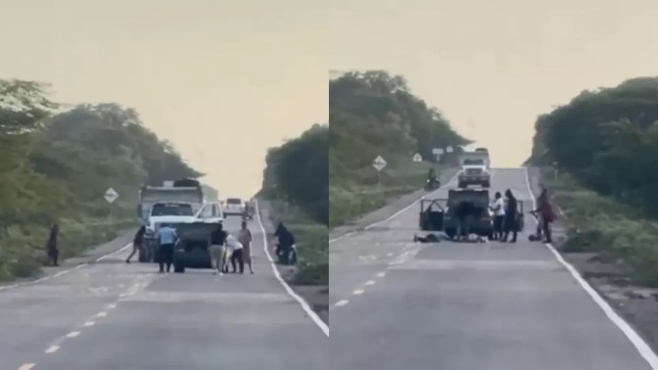 Impactante video: hombres fuertemente armados roban a familia y camionero en vía de La Guajira