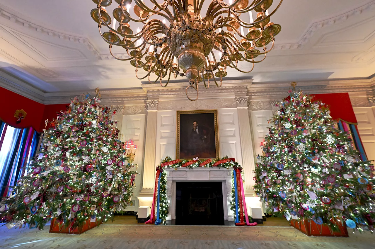 First Lady Welcomes National Guard Families to See Whimsical White House Holiday Decorations