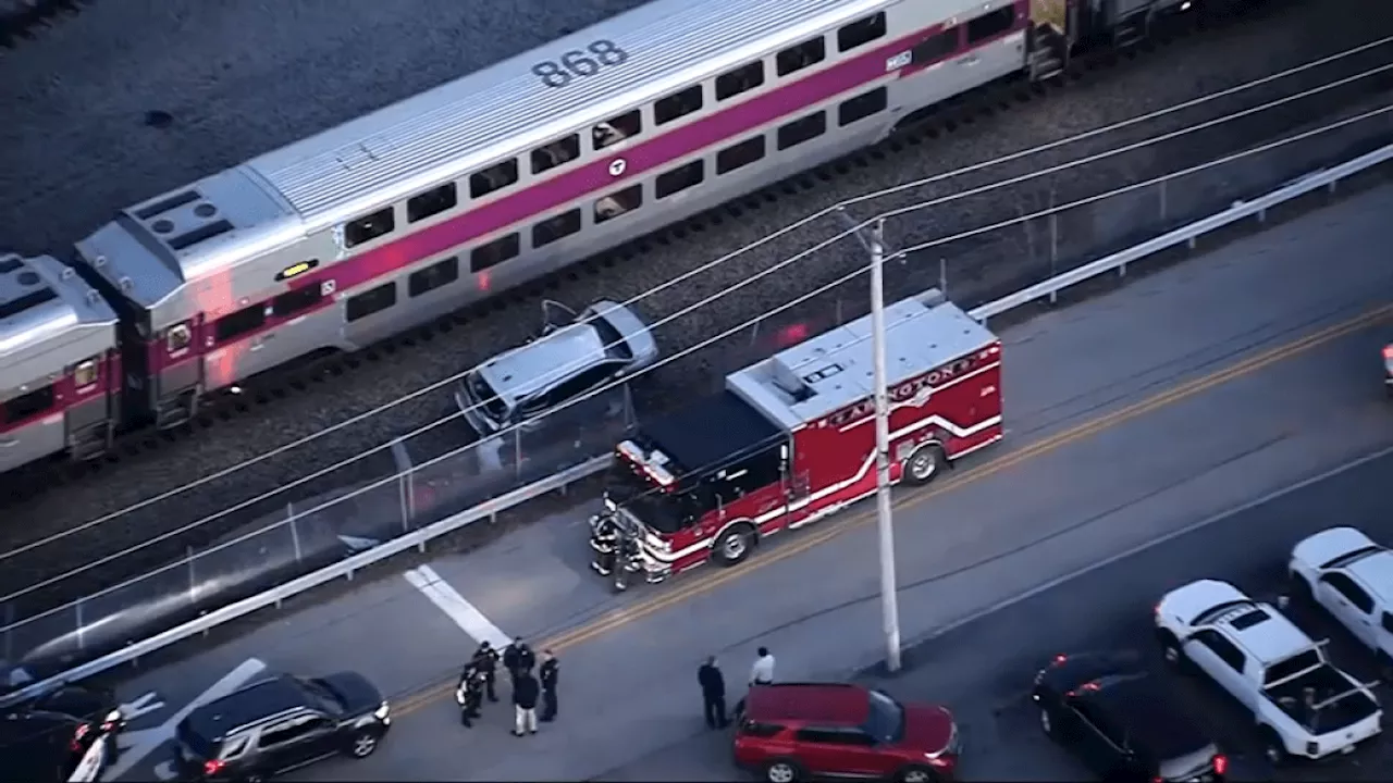 MBTA commuter train hits minivan in Abington; train service affected, roads closed