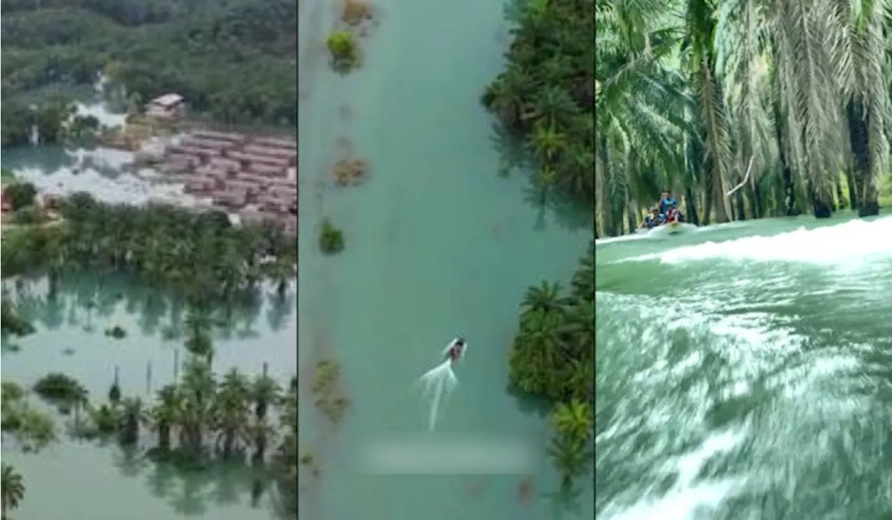 “Tiba-tiba Jadi Maldives Island” – Air Banjir Jernih Warna Hijau Di Terengganu Jadi Tumpuan