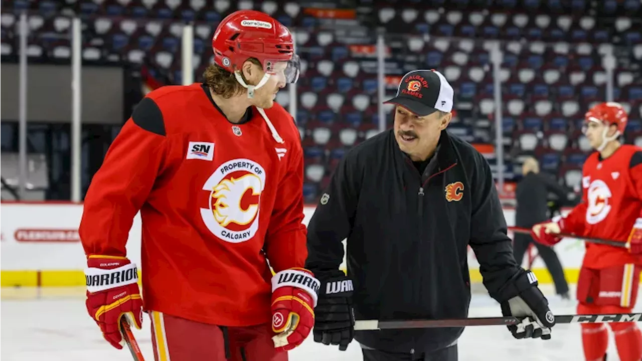 Guy Gaudreau skates with Flames ahead of ceremony honouring sons