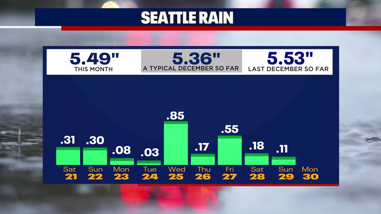 Seattle Weather: Light Showers Monday, Drier New Year’s Eve