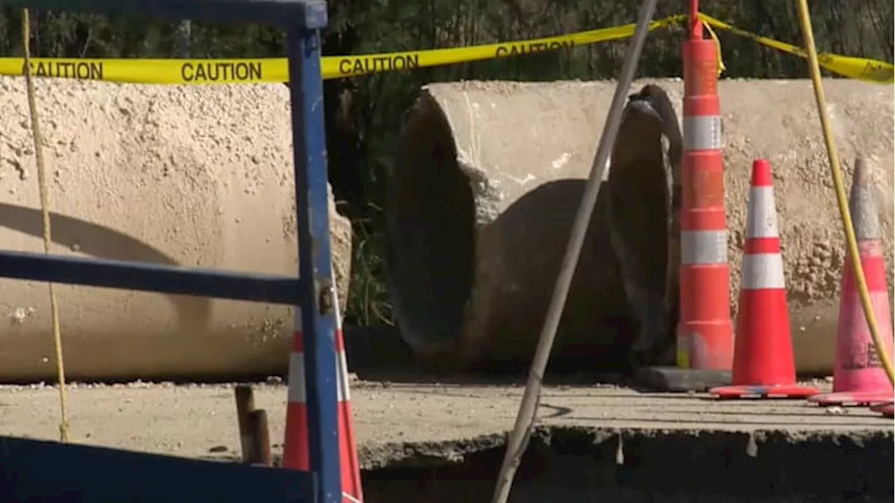 San Antonio Water System Repairs Leaking Pipe on Bitters Road