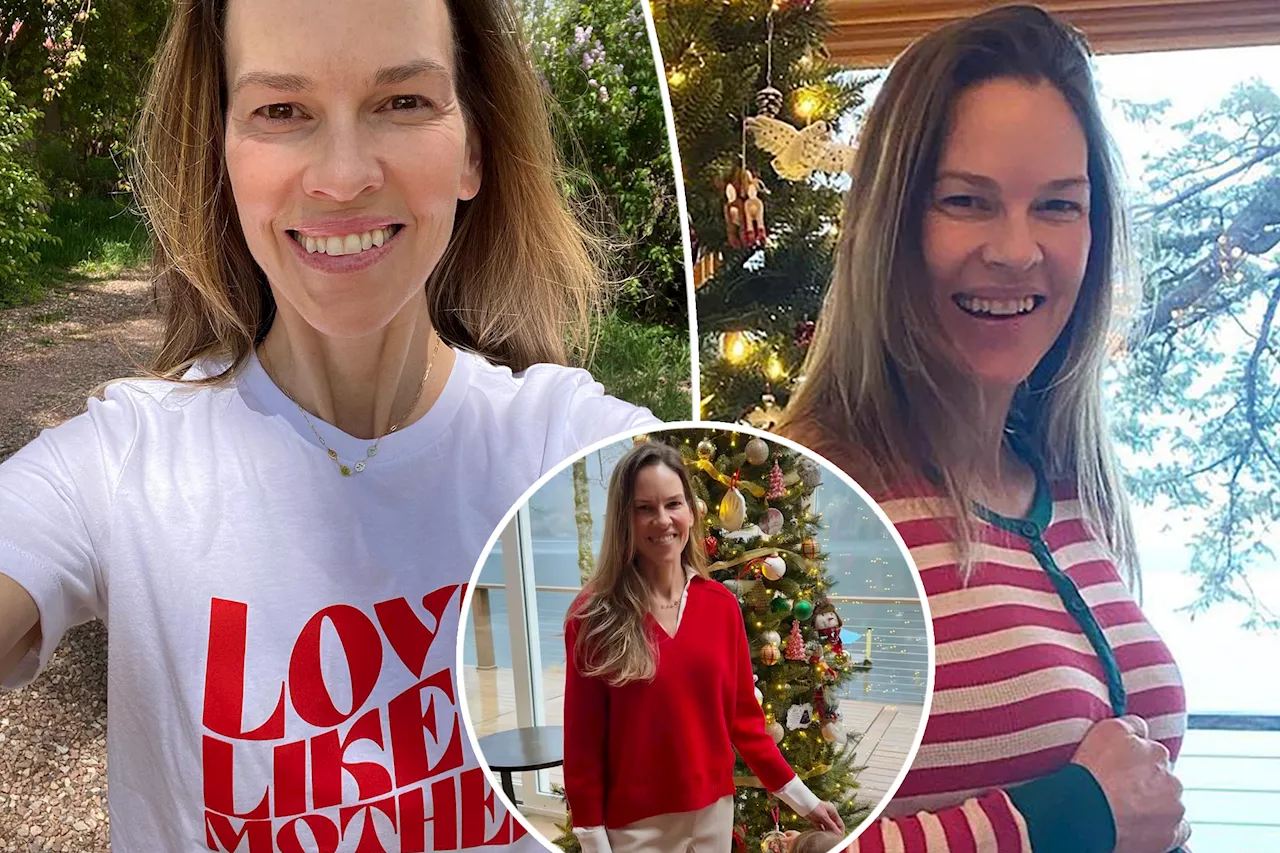 Hilary Swank, 50, shares rare photo with one of her 1-year-old twins while celebrating the holidays