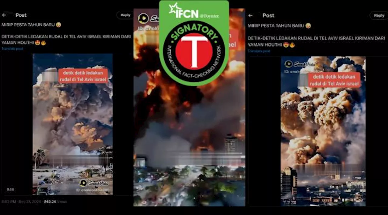 Viral Video Ledakan di Tel Aviv Diklaim Bom Houthi, Ternyata Video AI