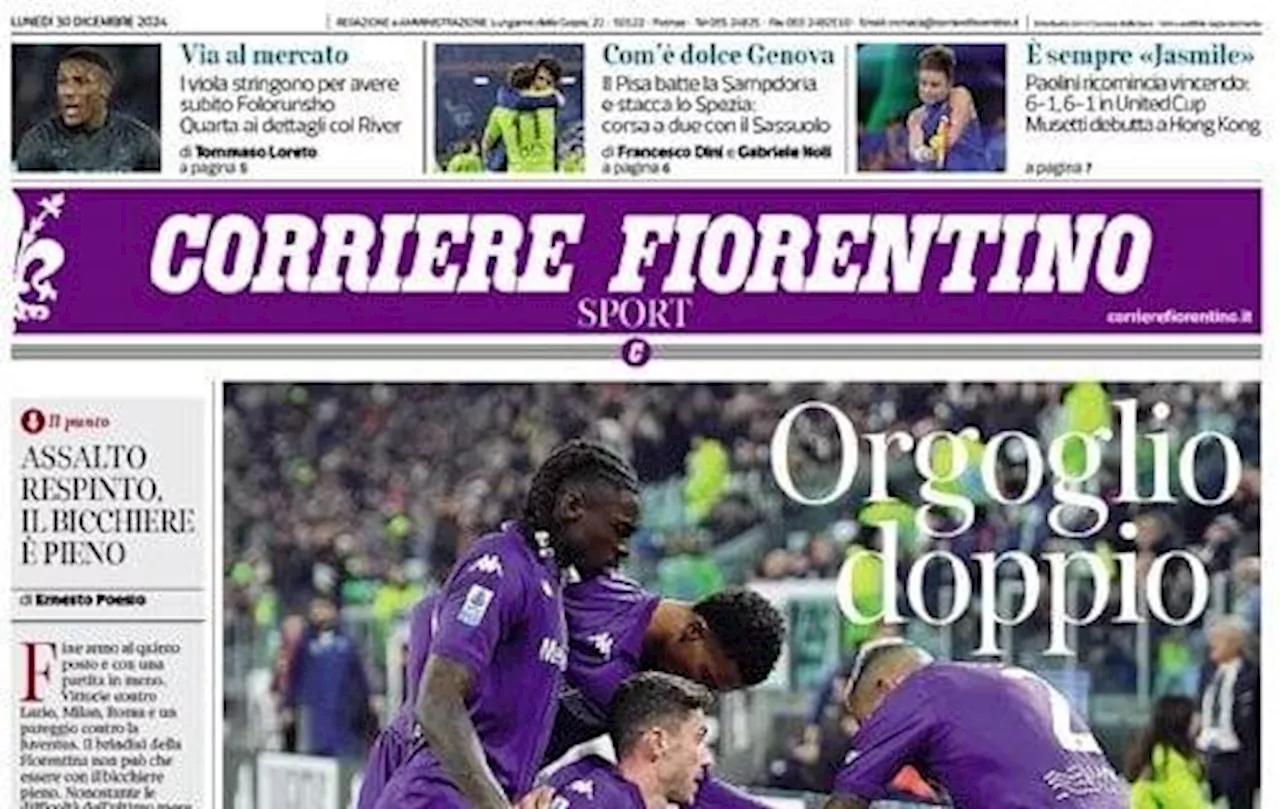 La Viola riprende due volte la Juventus, il Corriere Fiorentino: 'Orgoglio doppio'