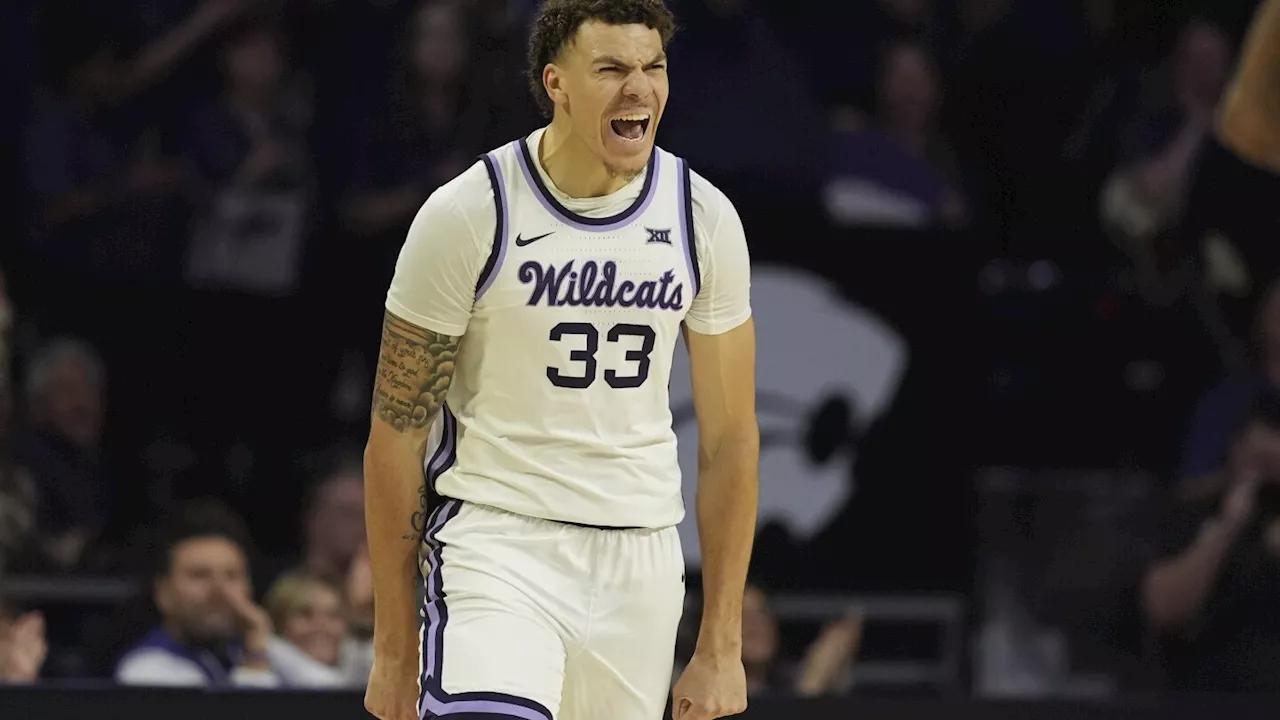 Kansas State Guard Coleman Hawkins Celebrates Basket Against Cincinnati