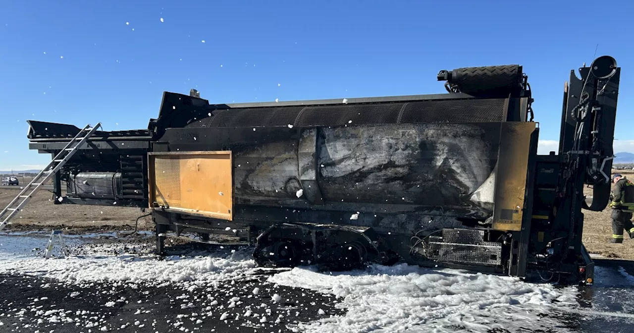 Semi Carrying Wood Chips Catches Fire on E-470 in Aurora