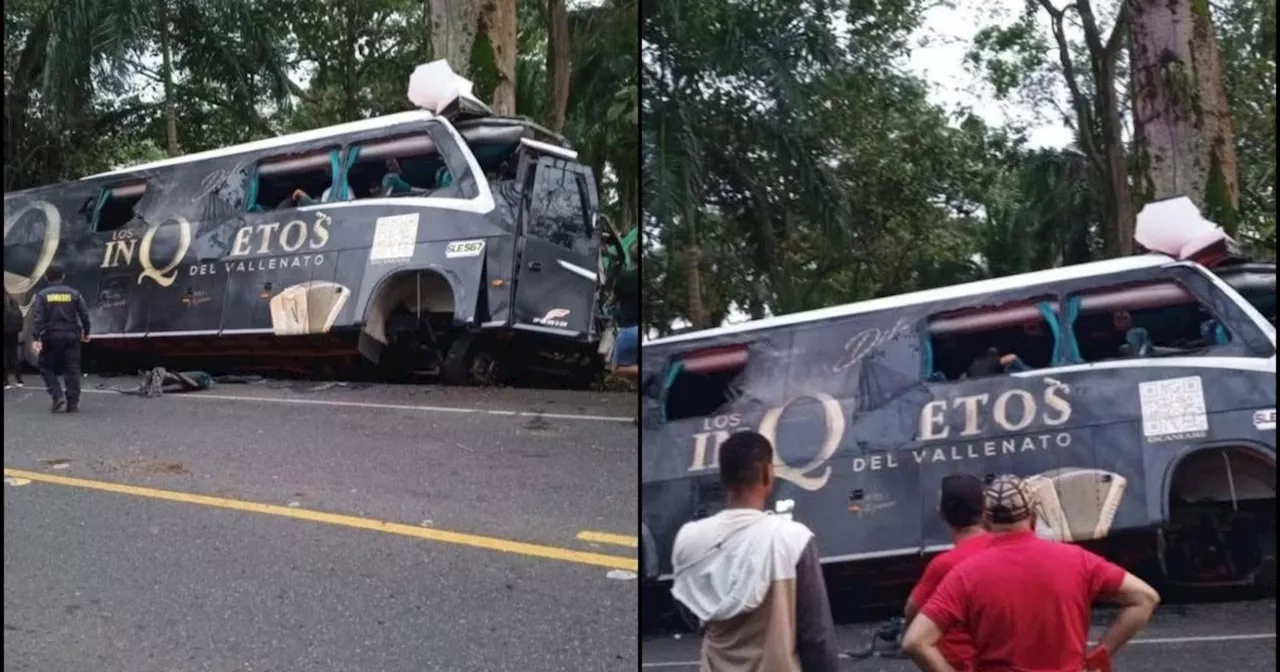 Conductor de bus de Los Inquietos del Vallenato muere en accidente