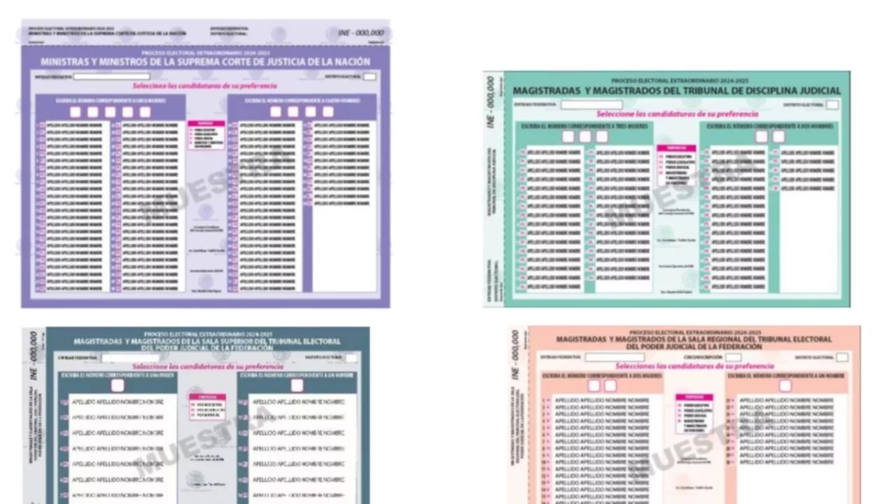 INE aprueba las 4 boletas para elección judicial 2025