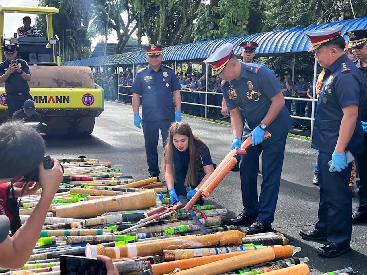 Bicol police crush ‘boga,’ other illegal noisemakers ahead of New Year festivities