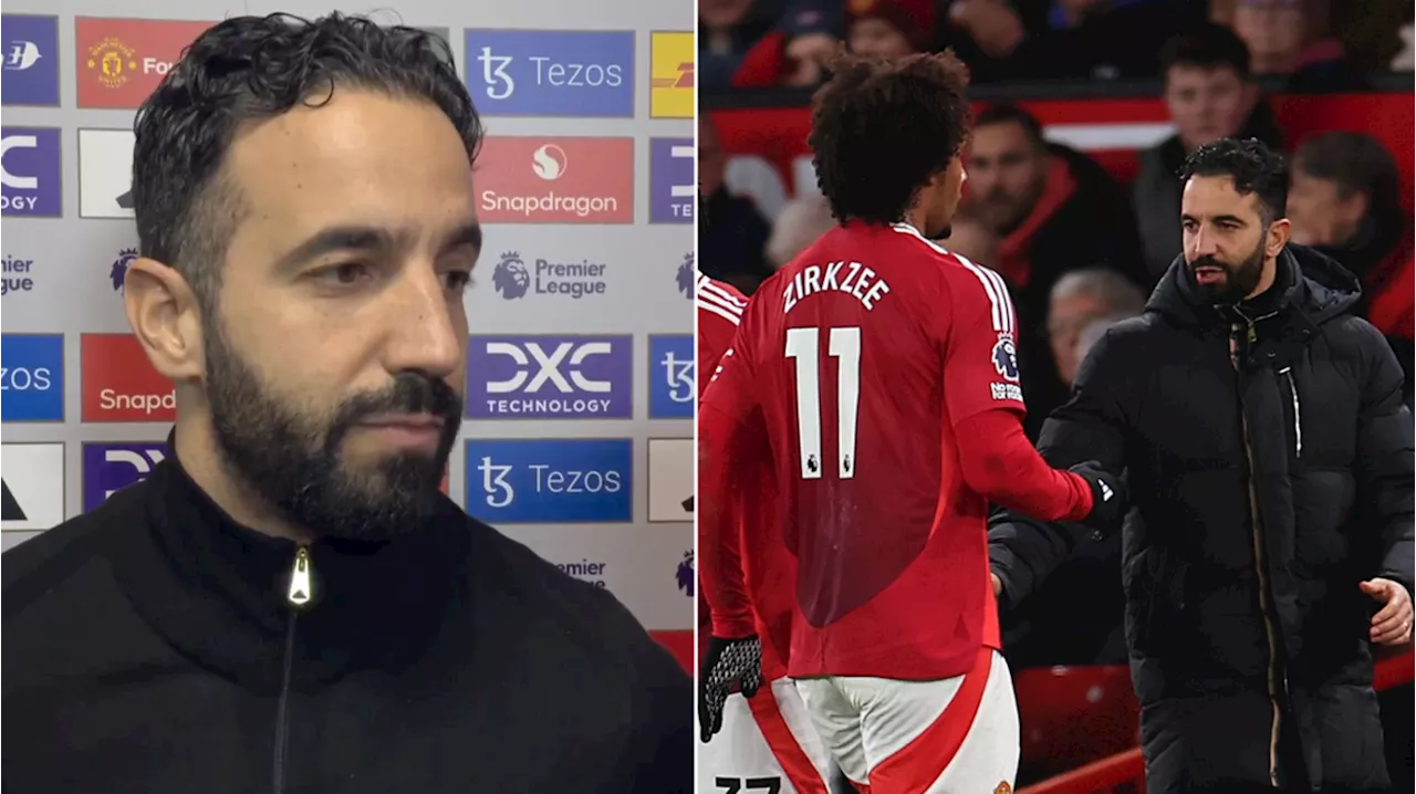 Ruben Amorim breaks silence on Joshua Zirkzee substitution which left Man Utd star with 'tears in his eyes'