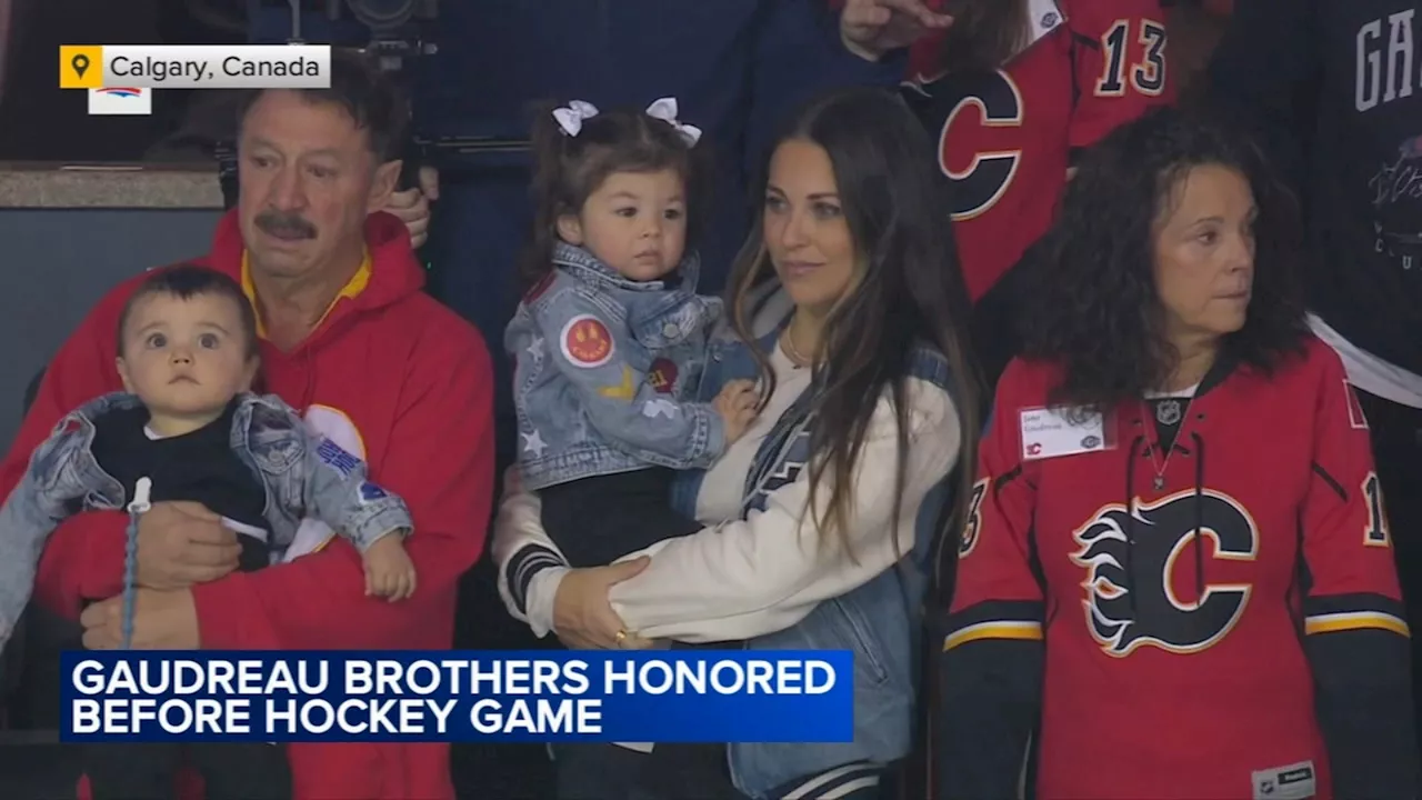 Flames honor Johnny Gaudreau, welcome family back to Calgary for game vs. Blue Jackets