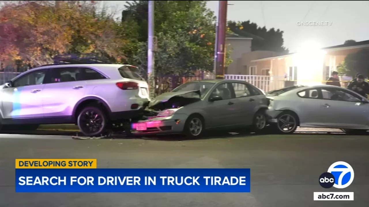 Pickup truck driver pushes woman's car into several parked vehicles after apparent argument in Watts