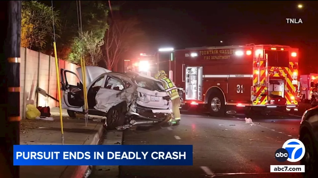 Woman killed after arson suspect fleeing Fountain Valley police crashes truck into BMW