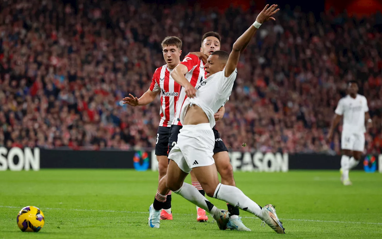 Mbappé falla otro penal en derrota del Real Madrid ante el Athletic Club