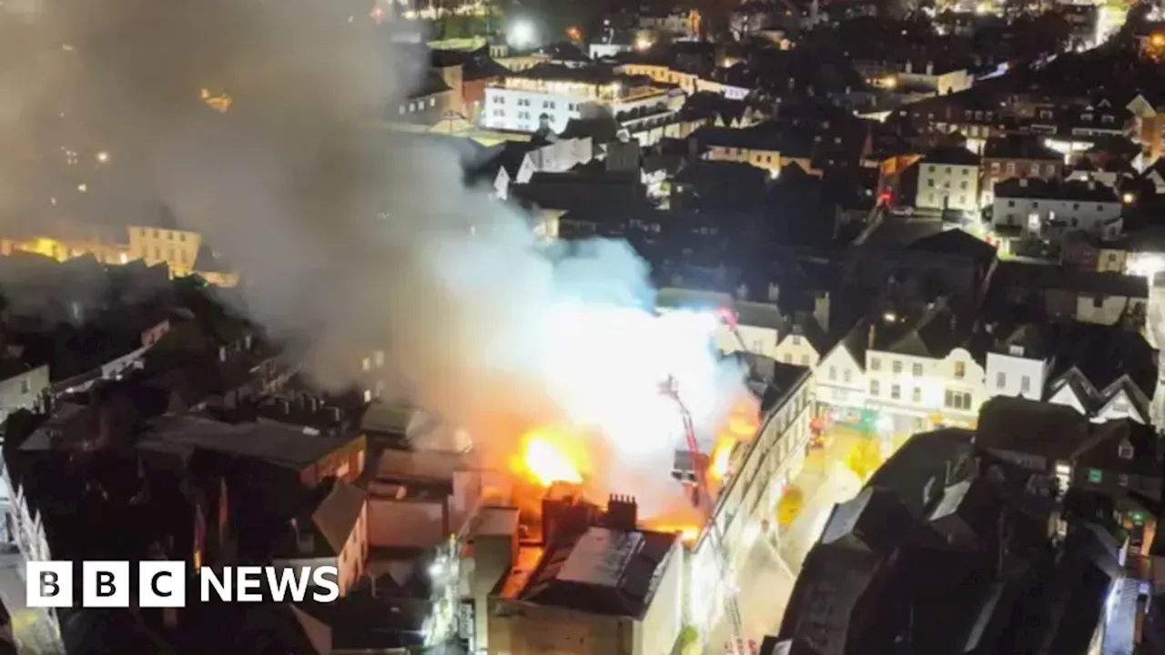 Canterbury: Firefighters still at scene of city centre blaze