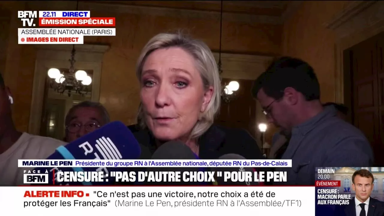 Motion de censure: Marine Le Pen assure que la France a échappé à 'un budget toxique'