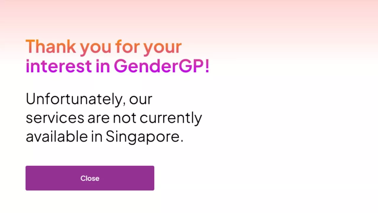 Singapore blocks access to online gender clinic GenderGP due to 'public health risk'