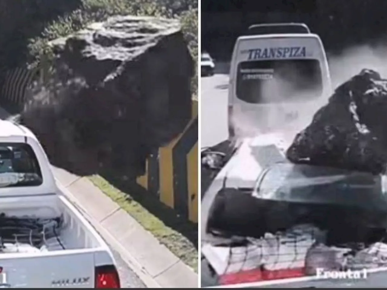 'Destino Final' en Perú: una enorme roca aplastó a una camioneta que estaba atascada por el tráfico y tres de sus ocupantes murieron en el acto