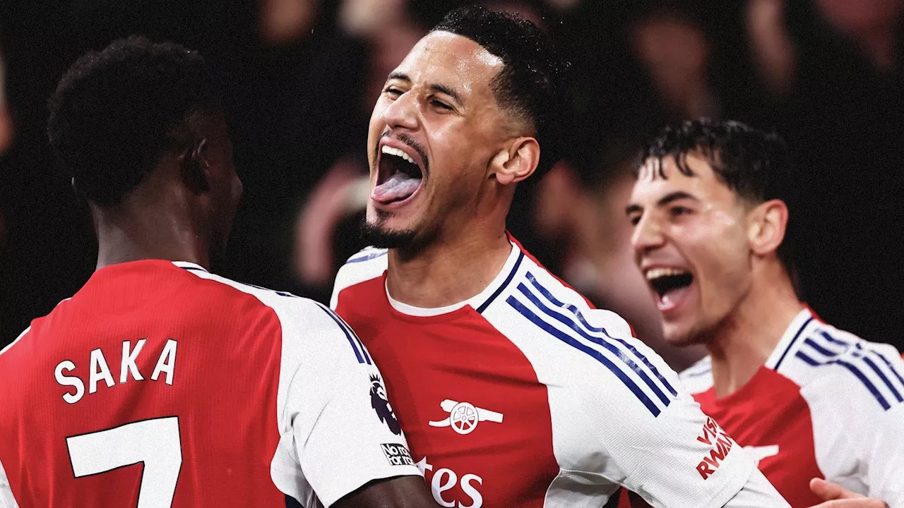 Arsenal player ratings vs Man Utd: William Saliba is a monster - Centre-back dominates while Jurrien Timber haunts Red Devils as set-piece kings close the gap on Premier League leaders Liverpool