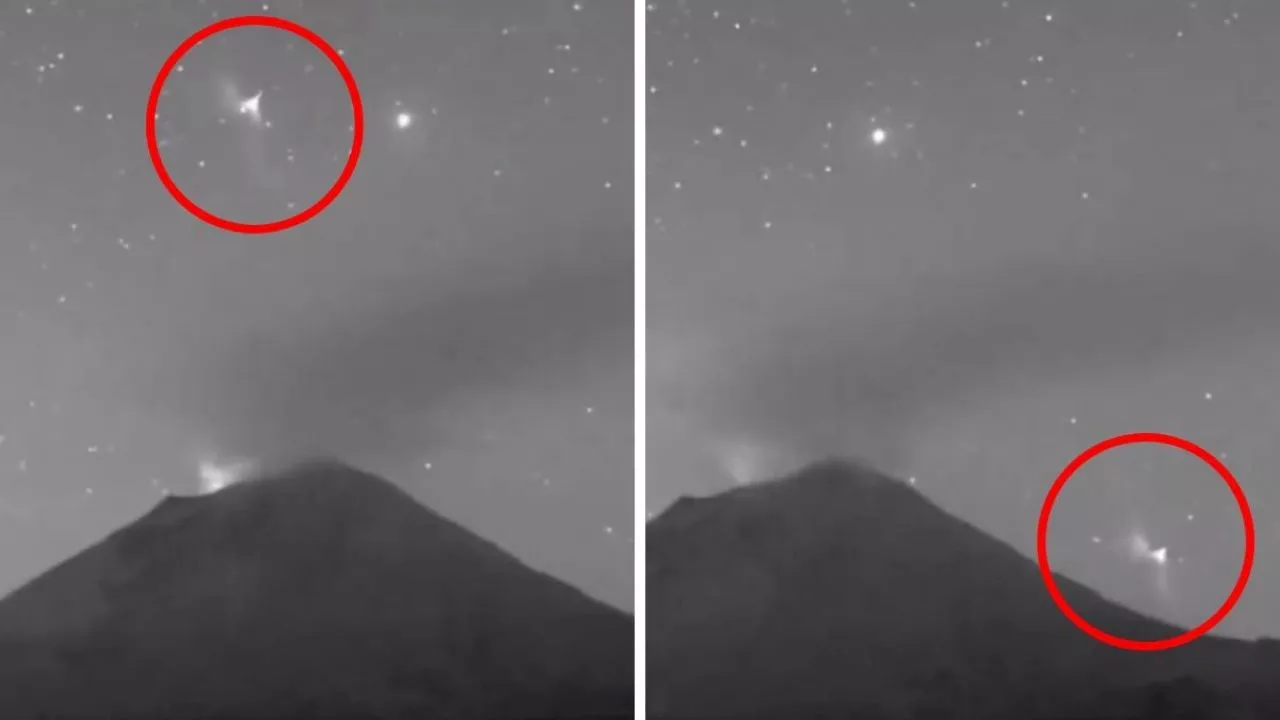 ¿OVNIs? Captan enorme luz sobrevolando el Popocatépetl