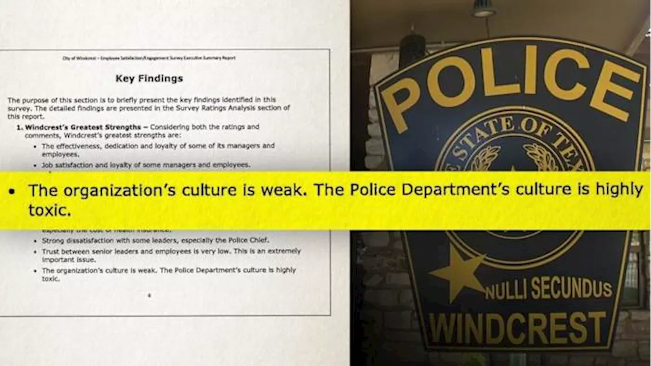 Windcrest employee survey notes 'highly toxic' culture within police department