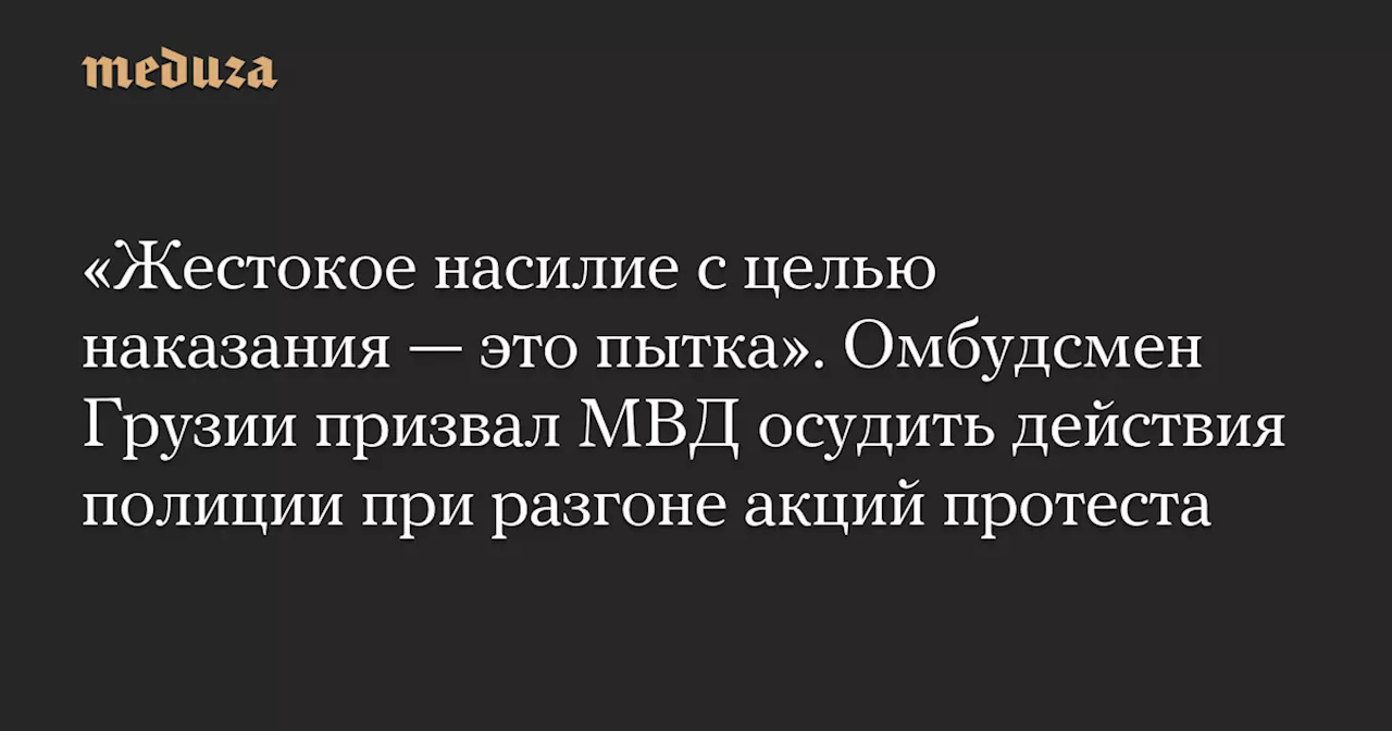 «Жестокое насилие с целью наказания — это пытка». Омбудсмен Грузии призвал МВД осудить действия полиции при разгоне акций протеста