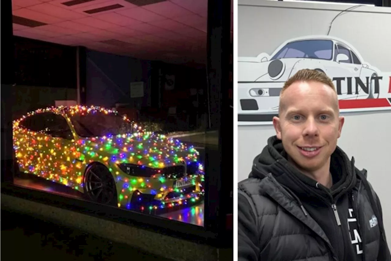 Autofreak Vincent (30) hangt 1.500 kerstlichtjes aan zijn BMW: “Jammer dat ik er niet de baan mee op mag”