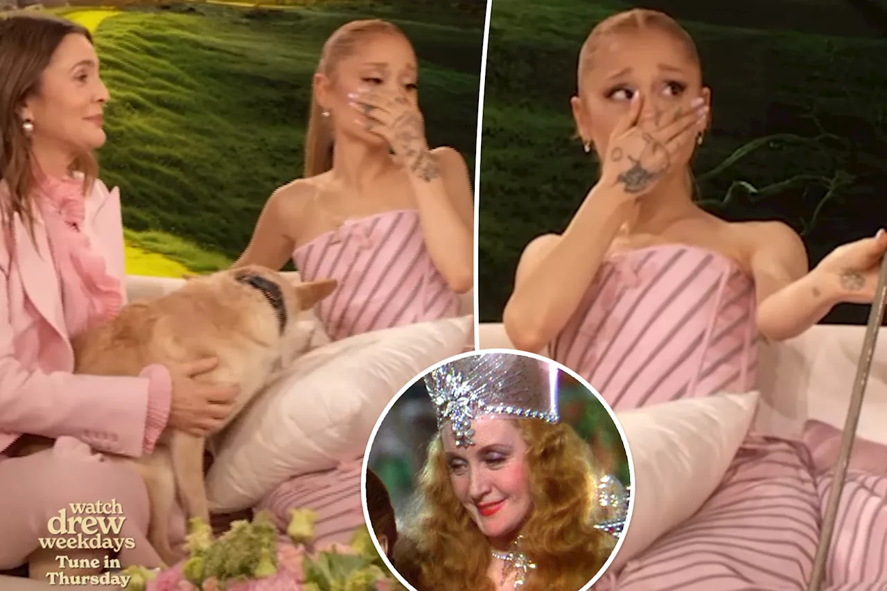 Ariana Grande barely holds back tears as Drew Barrymore surprises her with special prop from original 'Wizard of Oz' movie