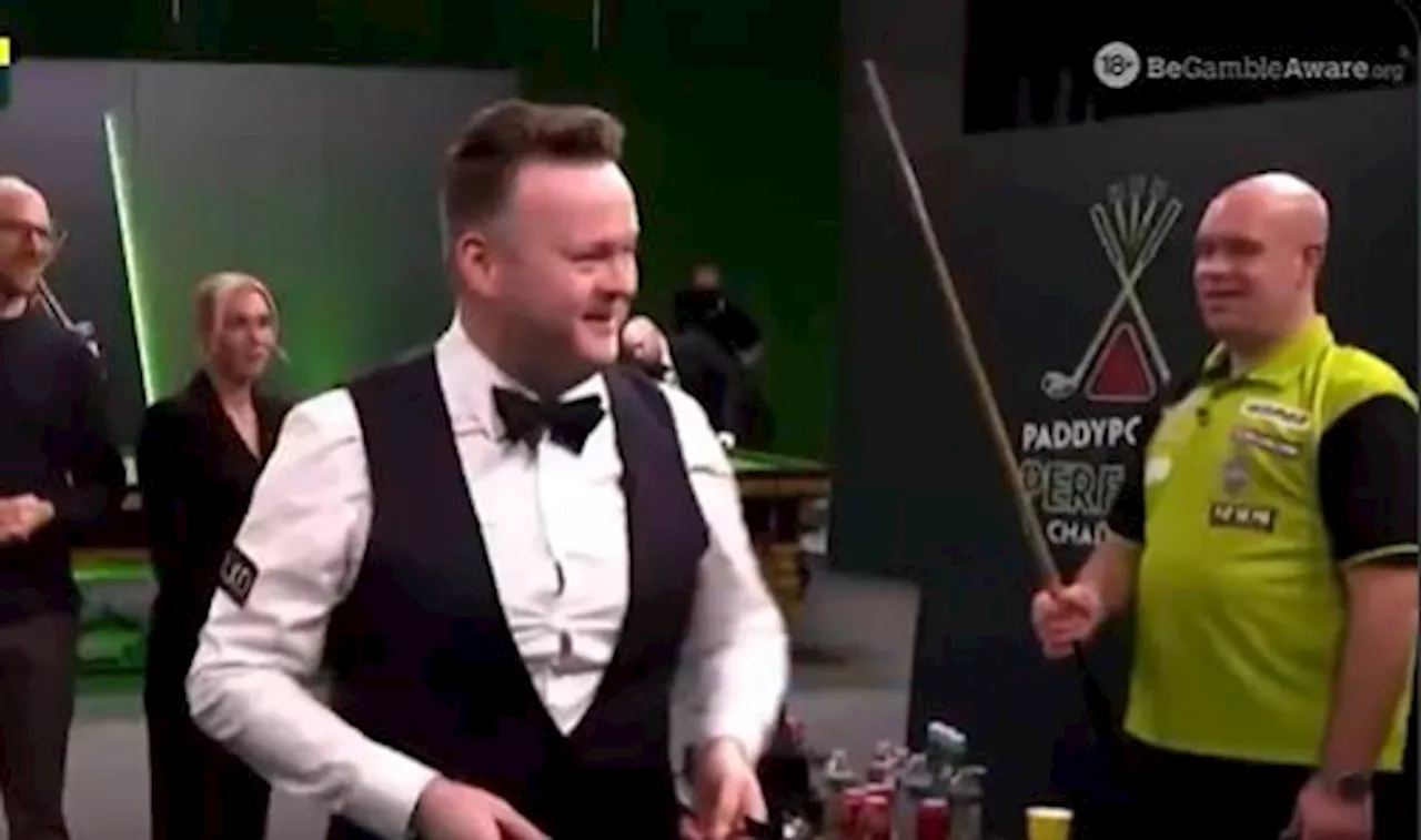 Michael van Gerwen Mocks Shaun Murphy's Weak Dart Attempt in Challenge