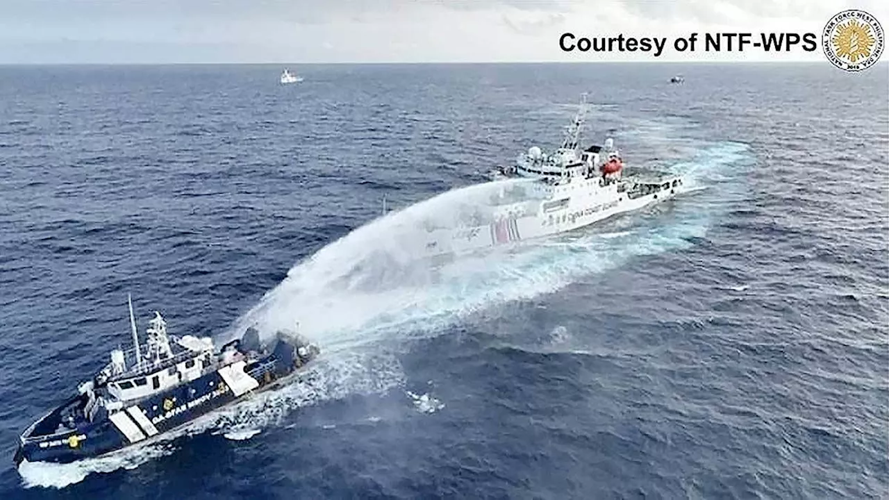 Chinese fire water cannon at PH ship