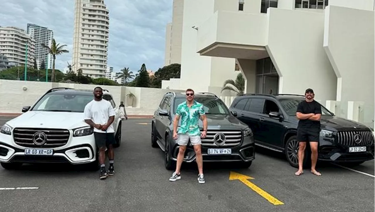 Ultimate flex: Siya, Eben and Dricus pose with their Mercedes-Benz