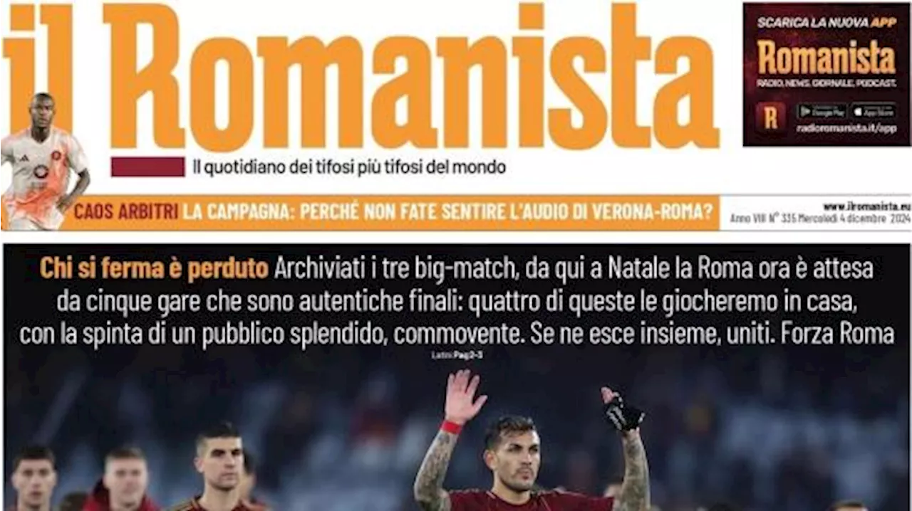 Il Romanista in apertura: 'Nessun passo indietro, Hummels punta il Lecce'