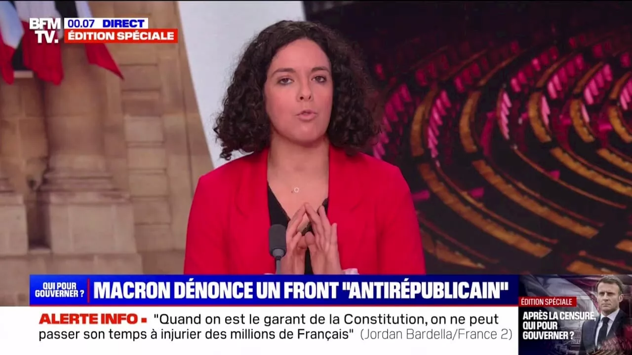 Manon Aubry (LFI): 'Ceux qui pensent au NFP qu'il y a quelque chose à faire avec les macronistes en tournant le dos au NFP font une erreur'