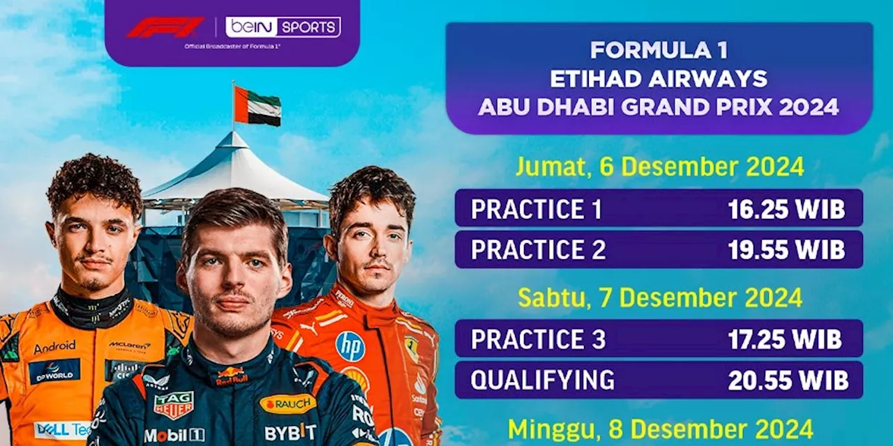 Jadwal dan Link Live Streaming Balap Mobil Formula 1 Abu Dhabi Grand Prix 2024